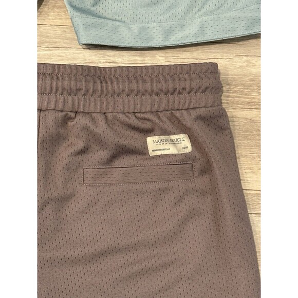 Maison Article Mens Premium Basketball Shorts Lot x2 Sz XL Teal Plum Zip Pockets - Picture 11 of 16